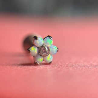 Labret de Titanio con Top Flor de Ópalo Blanco