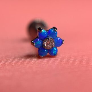 Labret de Titanio con Top Flor de Ópalo Azul